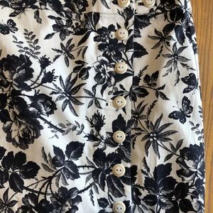 J CREW BUTTON-FRONT LANGHAM PENCIL SKIRT NAVY/IVORY FLORAL SIZE 16 #L8434
